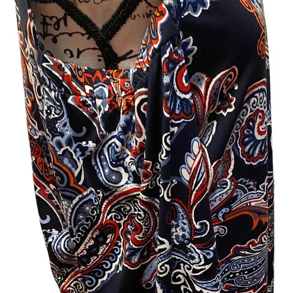 New Directions Size Large Cold Shoulder Comfortable Blue Dress Top - Picture 5 of 6